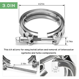 NYTKL 3 Inch V Band Clamp,Male Female 304 Stainless Steel Quick Release Flange Exhaust Clamp, V-Band for Pickup Truck Turbo Downpipe Exchange Exhaust Systems, Car Accessories