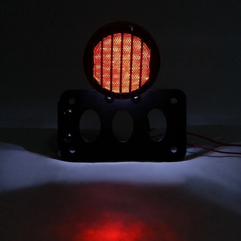 Gearzaar Side Mount License Plate Bracket Motorcycle LED-Light Holder For