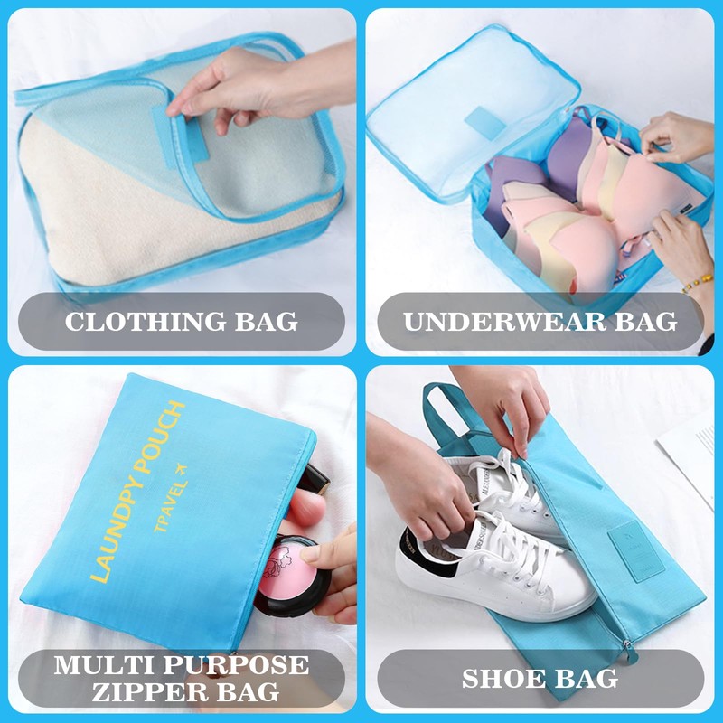 8 Set Packing Cubes for Travel Luggage Packing Bags Reusable