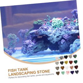 Mobestech 20Pcs Aquarium Decorations Heart Shaped Crystal Stones for Fish Tank Landscaping Fresh and Chic Decorative Ornaments for Beautiful Environment