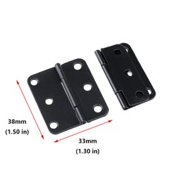 12-Pack Antrader Asymmetric Door Hinge Cabinet Gate Closet Hinge 1-1/2'' Long Home Furniture Hardware Folding Butt Hinge, Flat Black