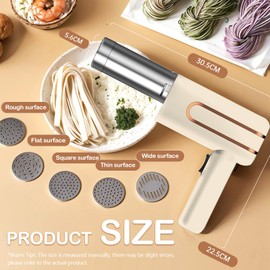 Pasta Machine, Pasta Maker 40 W Pasta Machine, Electric Handheld Pasta Machine, 4000 mAh Pasta Press with 5 Modes, Portable Dough Rolling Machine for Household, Outdoor, Camping, Restaurant