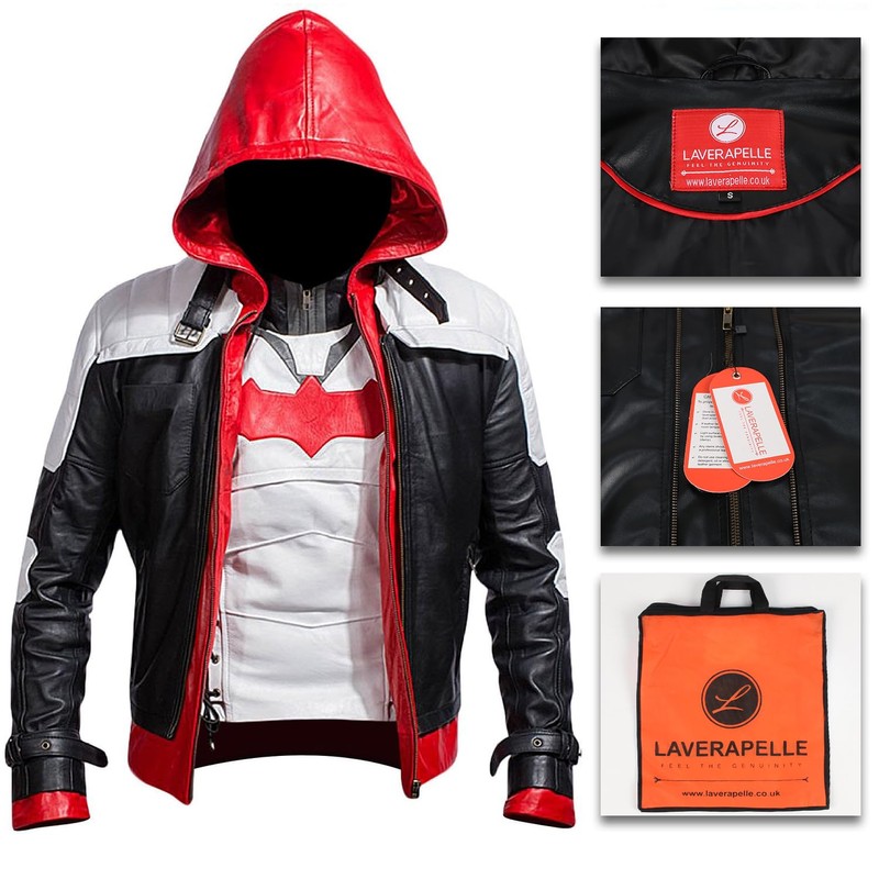 Lasumisura Replica Style Red Hood Men's Faux Leather Jacket +