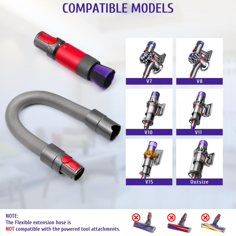 Dusting Brush & Flexible Extension Hose Compatible with Dyson V7/