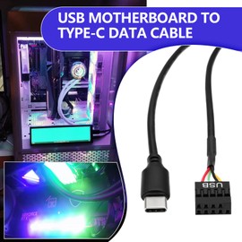 ECSiNG 2pcs Motherboard USB 9Pin to Mini Type-C Cable Cord Straight Double Shielded Data Cable for Chassis Motherboard Graphics Card 50cm