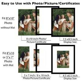 JCJMY 10 Packs 8x10 Picture Frames, Display 5x7 with Mat or 8x10 Without Mat, Gallery Wall Frame Set, 8 by 10 Frames Bulk Set of 10 Collage Wall Decor Photo Frames Set for Wall and Tabletop, Black