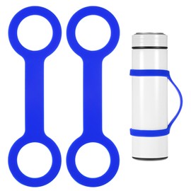 TIXIPEM Water Bottle Handle Carrier Strap [2PCS] - Makes Any Cup Handheld Use for Running & Bike & Hiking & Gym - [Blue - Silicone - 9.52IN] Outdoor Essential Bottle Accessories