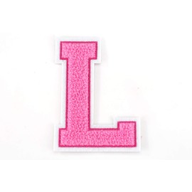 Naehgedoens.de Terry Cloth Letter A-Z | Pink, White | 9.5 cm High | Varsity Letter L