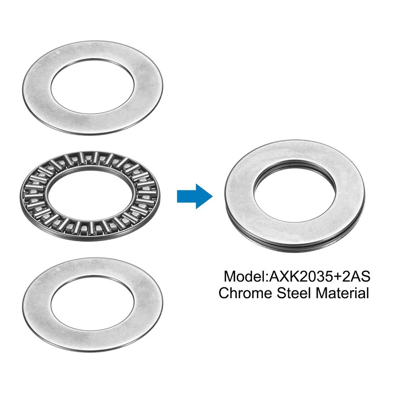 sourcing map 4 Sets AXK2035+2AS Thrust Needle Roller Bearings with