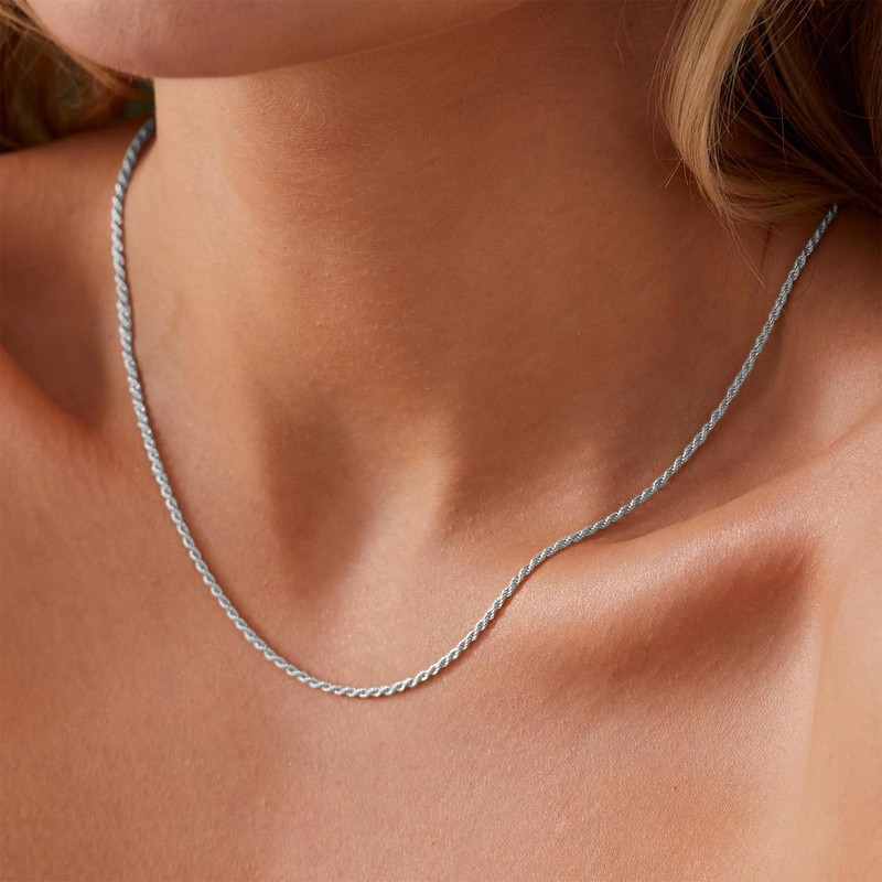 Meeran Sterling Silver Necklace for Men, 925 Silver Chain for