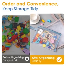 ipow A5 Mesh Bag with Zip, 5 Pieces Portable Storage Bag Mesh Bag Nylon Zip Lock Bag for Toys, Documents, Office, Storage, On the Go and More