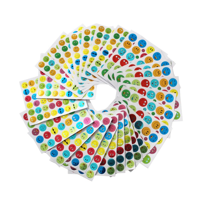 LJY Smiley Faces Stickers with 3 Different Designs, 30 Sheets