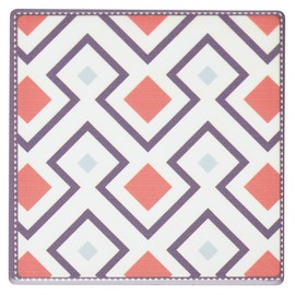 KitchenCraft 'Terracotta Geo' Tile-Style Ceramic Drinks Coaster with Cork Back, 9.5 cm (3.5") - Terracotta Red