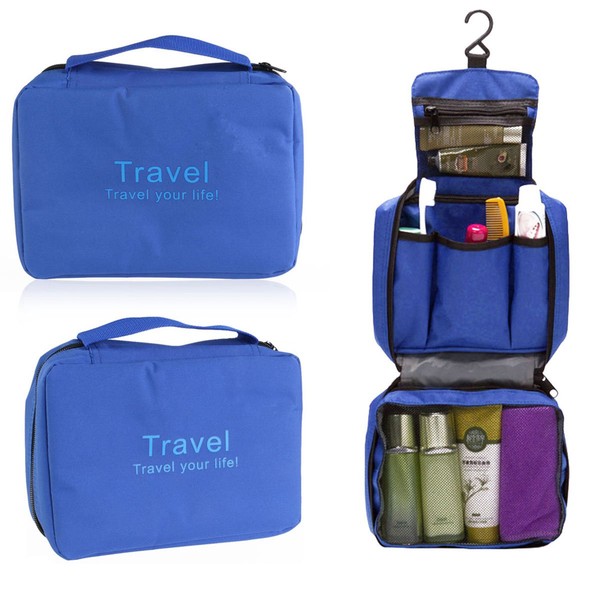 Luoem Travel Beauty Case Hanging Waterproof Organizer Bag Pochette for Women (Blue)