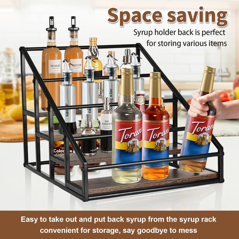 YQBRAO Coffee Syrup Rack Organizer,Liquor Bottle Display Shelf,Water cup display