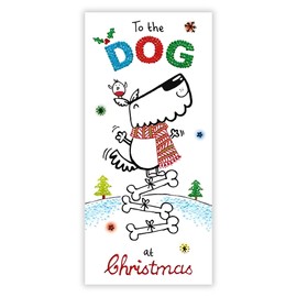 To the Dog Christmas Card - Dog and Wrapped Bones - Contemporary Festive Design - Made in the UK - Eco-Friendly