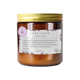 CENTRAL 220 | Vela Aromática | Serenidad Nocturna/Luxe Linen | Manzanilla, Bergamota y Tonka | 350g | 60-70 Horas de Bienestar