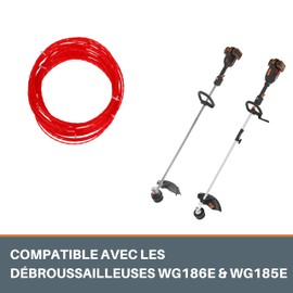 WORX WA0209 Grass Trimmer 20 m Thread - Replacement Line & Spool Compatible for WORX WG186E Grass Trimmer Series - Diameter 2.4 mm, 20 m Length - WORX Original & Durable