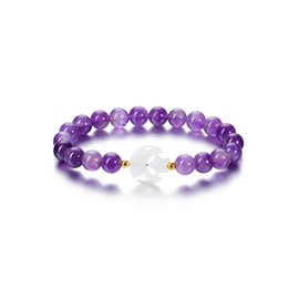 Jovivi Crystal Bracelet Women Amethyst Crystals Gemstones Healing Stones Moon and Star Bracelets Protection Spiritual Crystal Gifts for Women Christmas