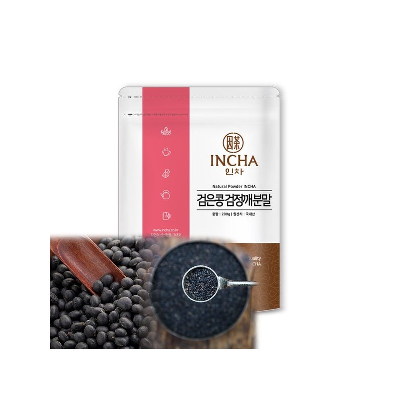 Incha 국내산 검은콩검은깨가루 검은콩가루 검은깨가루 200g Domestic Black Bean and