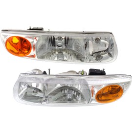 Evan Fischer Driver and Passenger Side Headlight for Saturn SL2 Base 2000-2002 Also Fits SL1 Halogen With bulb(s) Replaces# 21112455 21112456