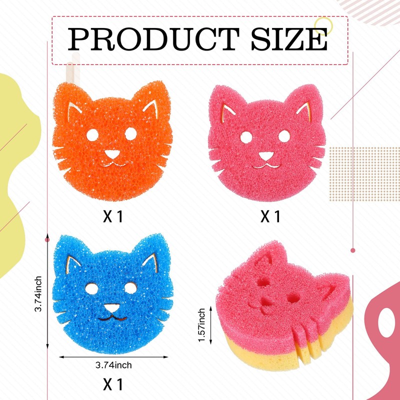FillTouch 3 Pcs Dual Sided Scrub Sponge Multi Functional Sponge