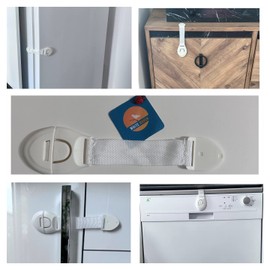Child Safety Lock-Cabinet Lock-Baby Security Lock-Drawer Lock- Strong adhesive 6-Pack Child Safety Locks; Cabinet Doors- Dresser Drawers-Fridges- Multi-Purpose Protection, Free 6 Extra Adhesive Pads
