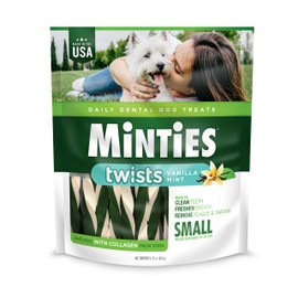 VetIQ Minties Twists Dog Dental Bone Chews for Small Dogs 10-30 lbs, Vanilla and Mint Flavor, 24 oz