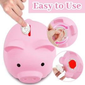 Cute Piggy Bank for Kids, Plastic Money Box Adults Coin Bank, Pig Saving Money Box, Large Size Money Jar for Girls and Boys Birthday Children's Day Christmas Baby Shower