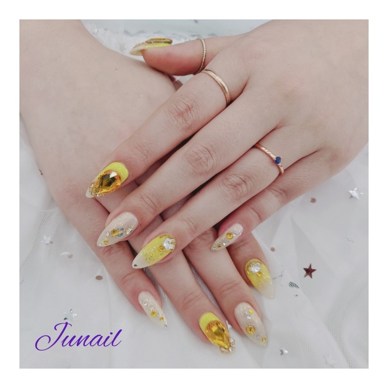 ❣️ Sunflower 2 Handmade Nail Tips ✨ - Long Ballerina