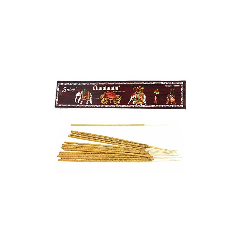 Balaji Chandanam Sandalwood Natural Flora Incense Sticks, (12 units x