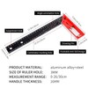 1 Pcs Woodworking Square Ruler, Multi-Angle Measuring Ruler, Adjustable Square