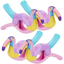 CAIRIAC Toucan Beach Towel Clips for Beach Chairs Cruise, 4 Pack Large Plastic Clothespins Heavy Duty Pool Lounge Chair Clips for Towels Blanket Clip Decoration Clamps Clothes Pegs (Purple, Pink)