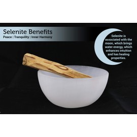 Selenite Crystal Bowls for Smudging, Healing, Recharging Crystals | Pure Selenite Smudge Bowl & Crystal Charging Station Ethically Sourced in Morocco (4 Inch (Pack of 1)