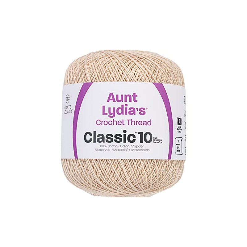 Coats Crochet Aunt Lydia's Crochet, Cotton Classic Size 10, Ecru