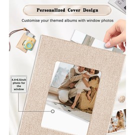 EJBLFE - Álbum de fotos de 4 x 6 pulgadas, cubierta de lino con 100 páginas negras para 300 fotos para familiares, bodas, aniversarios, bebés y día festivo (beige)