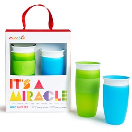 Munchkin It's a Miracle! Set de regalo, incluye 10 oz y 14 oz Miracle 360 tazas, azul/verde