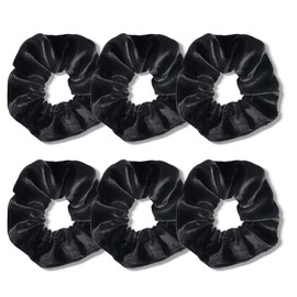 JOYOYO 6 Pcs Black Scrunchies for Women Black Velvet Hair Scrunchies Elastic Hair Bands Ponytail Holders Premium Velvet Scrunchy, Hair Ties for Women & Girls