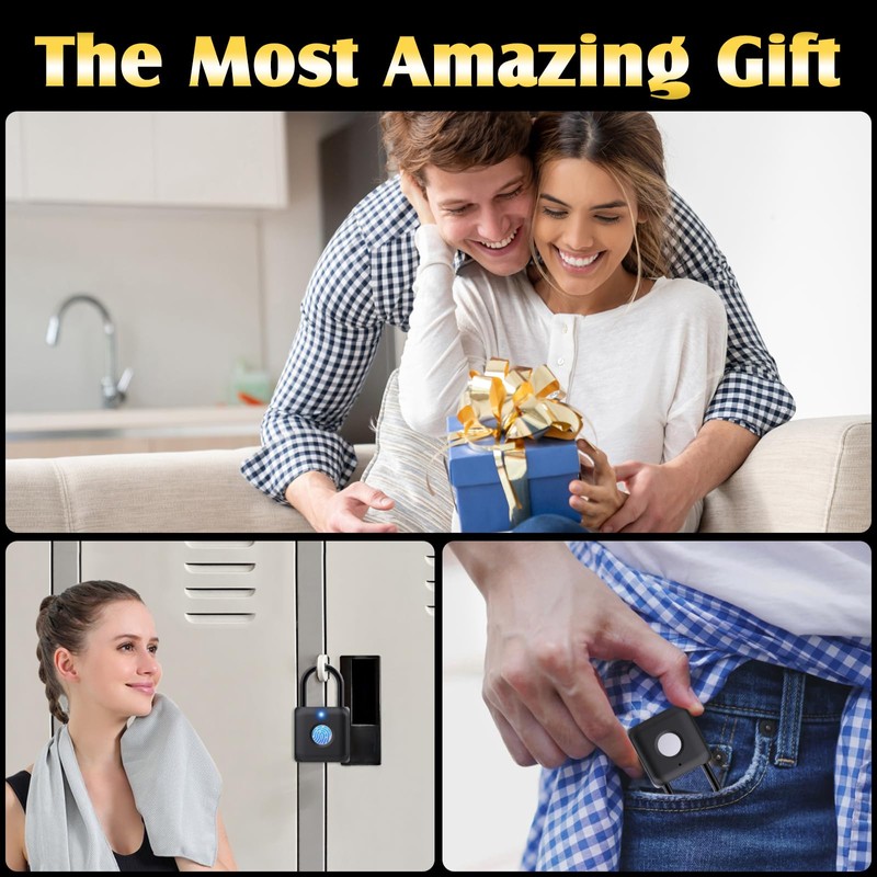 Pothunder Fingerprint Padlock, Smart Padlock, Locker Lock, Combination Lock, Fingerprint
