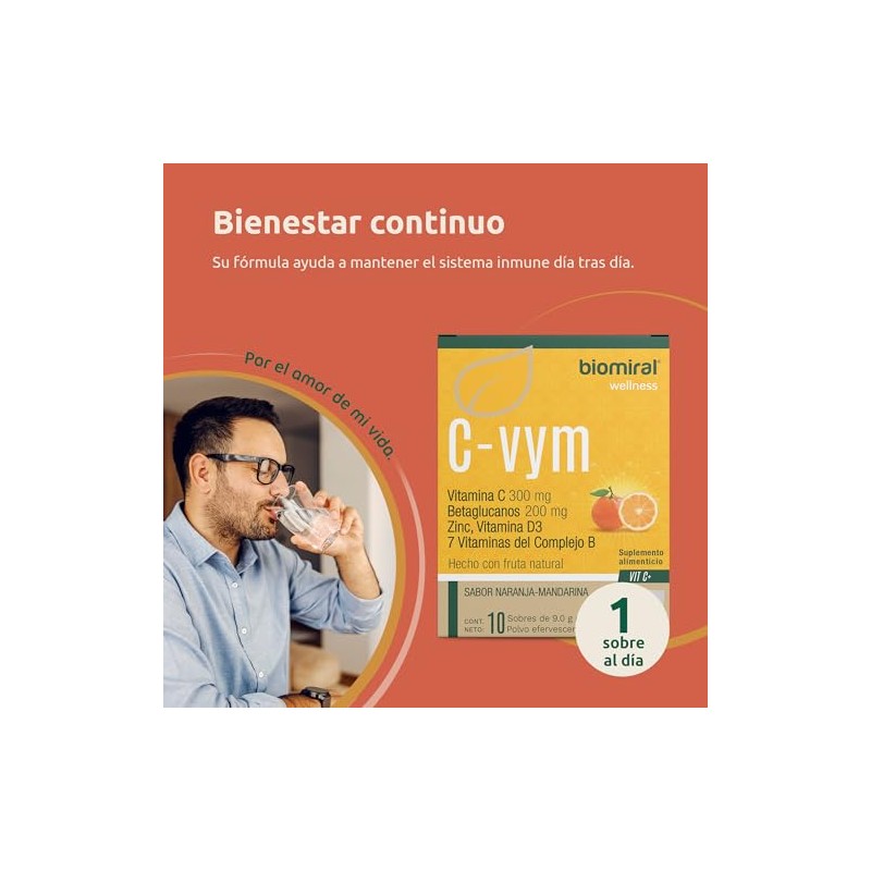 Biomiral C-Vym Vitamina C Efervescente, 11 Sobres