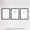 ChicResult Line Art Wandbilder 3er Set HIRSCH - Moderne schwarz-weiß