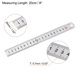 HARFINGTON Stainless Steel Ruler 8-inch/20cm Metal Rulers 1" Wide, Inch and Metric Graduation Straight Edge Measuring Tool