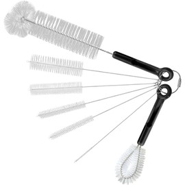 U Chef Juego de 7 Cepillos para Lavar Botellas y Limpiador de Popotes Largos, Kit de Escobillones de 30 cm para Biberones, Termos y Cuellos Estrechos, Cerdas de Nylon y Acero Inoxidable Flexibles