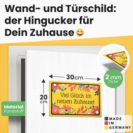 DankeDir! Viel Glück im neuen Zuhause Sign 30 x 20 cm - Housewarming Party Gift Idea Moving Party Decoration Gift Decoration House Warming Friends Door Sign Topping Party Gift
