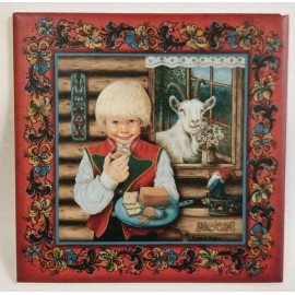 toftey designs Norway Suzanne Toftey Boy with Goat Tile, New