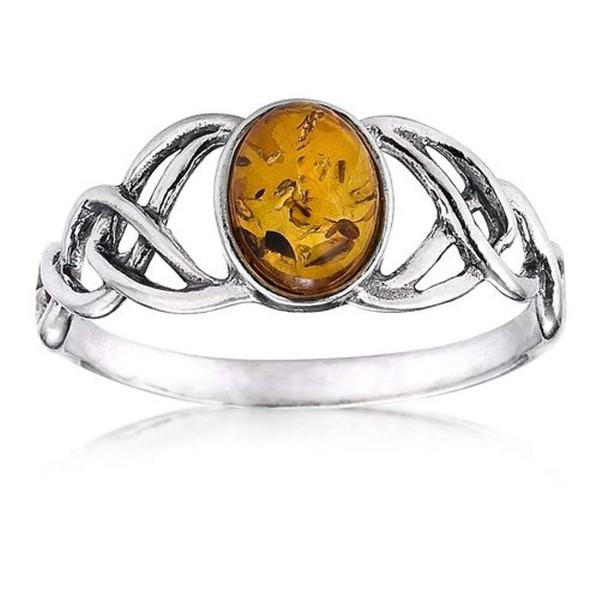 Ian and Valeri Co. Amber Sterling Silver Oval Celtic Knots