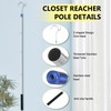 Clothes Hook Pole, Clothes Hanger Reaching Hook - Extendable 35"