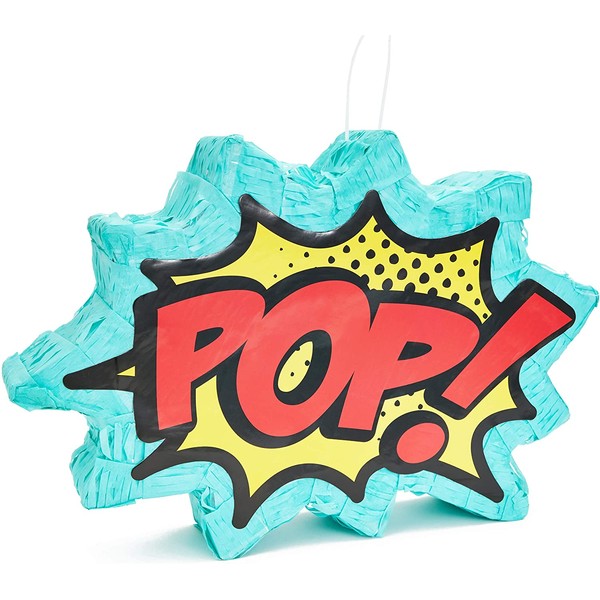 Small Comic Book Action Hero Piñata, Kids Birthday Party Supplies (17 x 11 x 3 In)