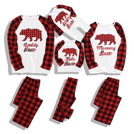 Family Matching Christmas pajamas Cotton Pjs Set Sleepwears Xmas Jammies Bear Family Pajamas for Women M Red