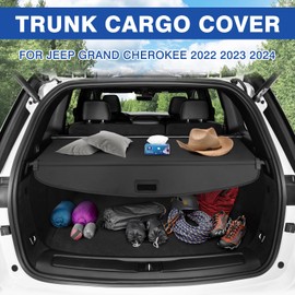 Autorder Cargo Cover for 2022 2023 2024 Jeep Grand Cherokee(2 Row;WL) Accessories Upgraded Trunk Cover Carbon Fiber Retractable Security Shield Shade Cover